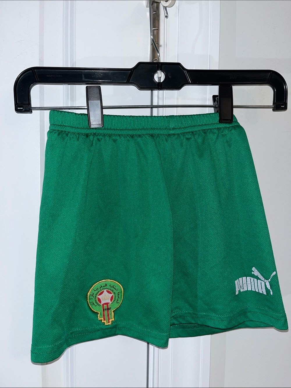 Puma Green WORN Morocco National Team Soccer Child Kids Shorts 6 Small